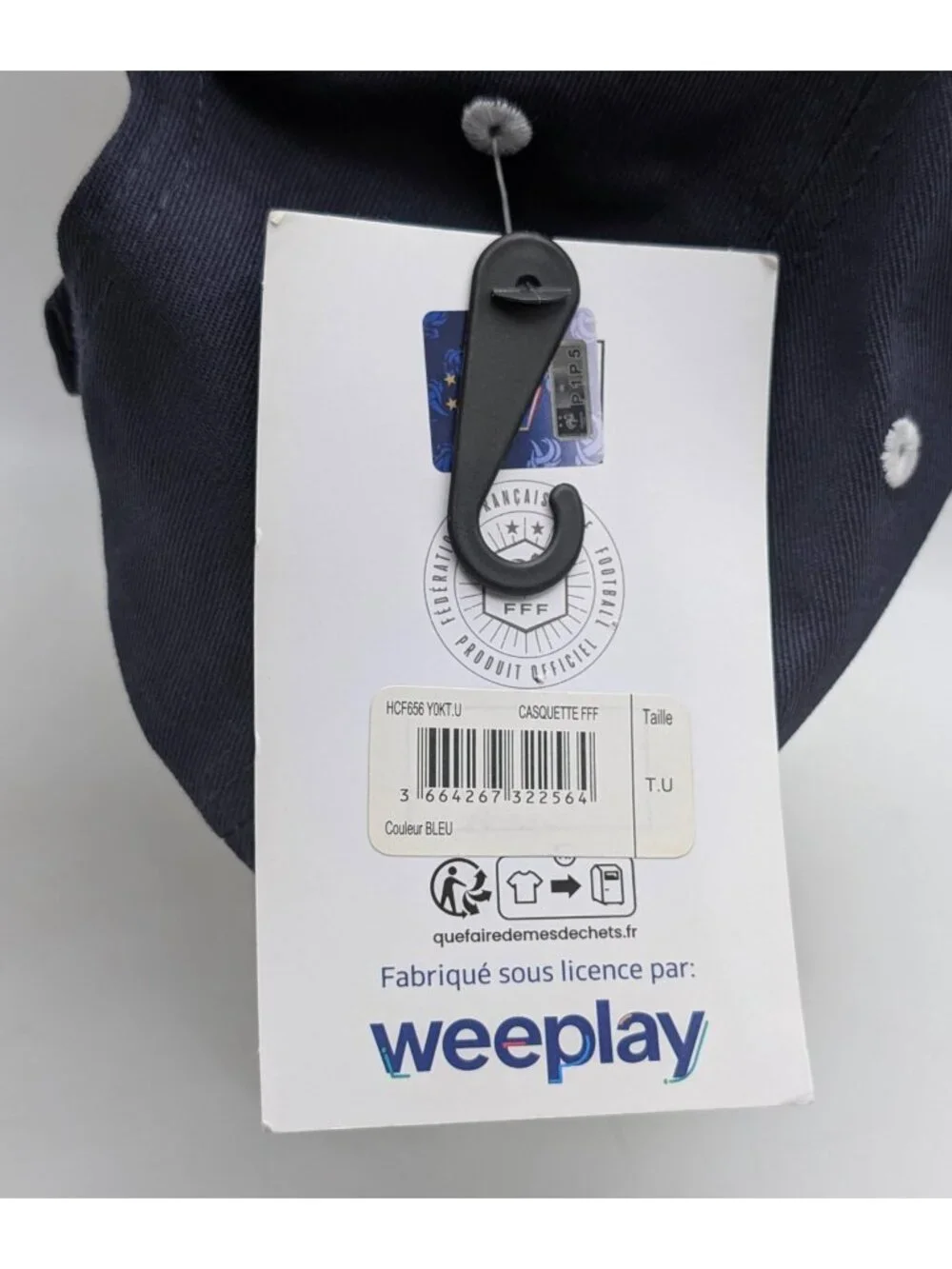 NEW France FFF 2 Star Soccer Hat Official Licensed Weeplay Blue Adjustable Strap